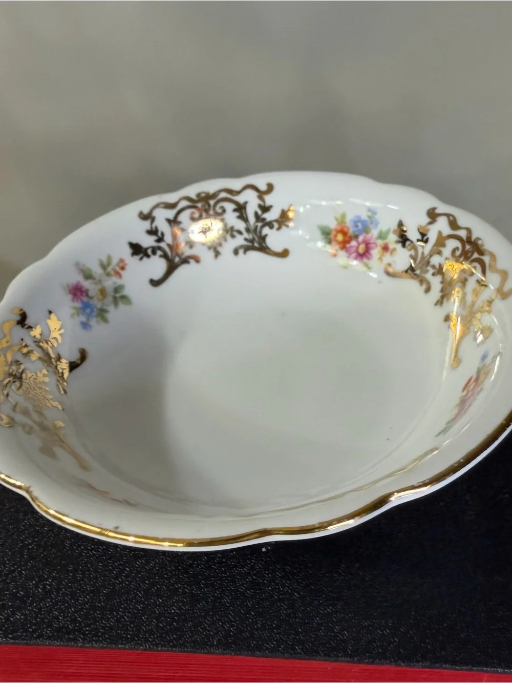 Vintage Nora Seltmann Weiden bavaria elegant White Porcelain Bowl with Golden